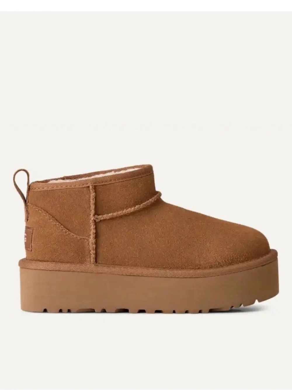 UGG Kids Chestnut Brown Suede Platform Boots - Size 13
